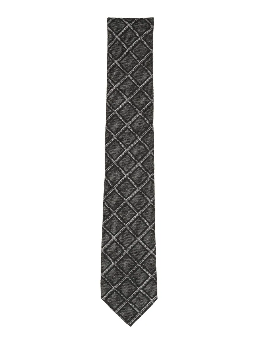 Мужской галстук Oakmont Grid Slim Tie Alfani — изображение 2 из 3, черный/серый