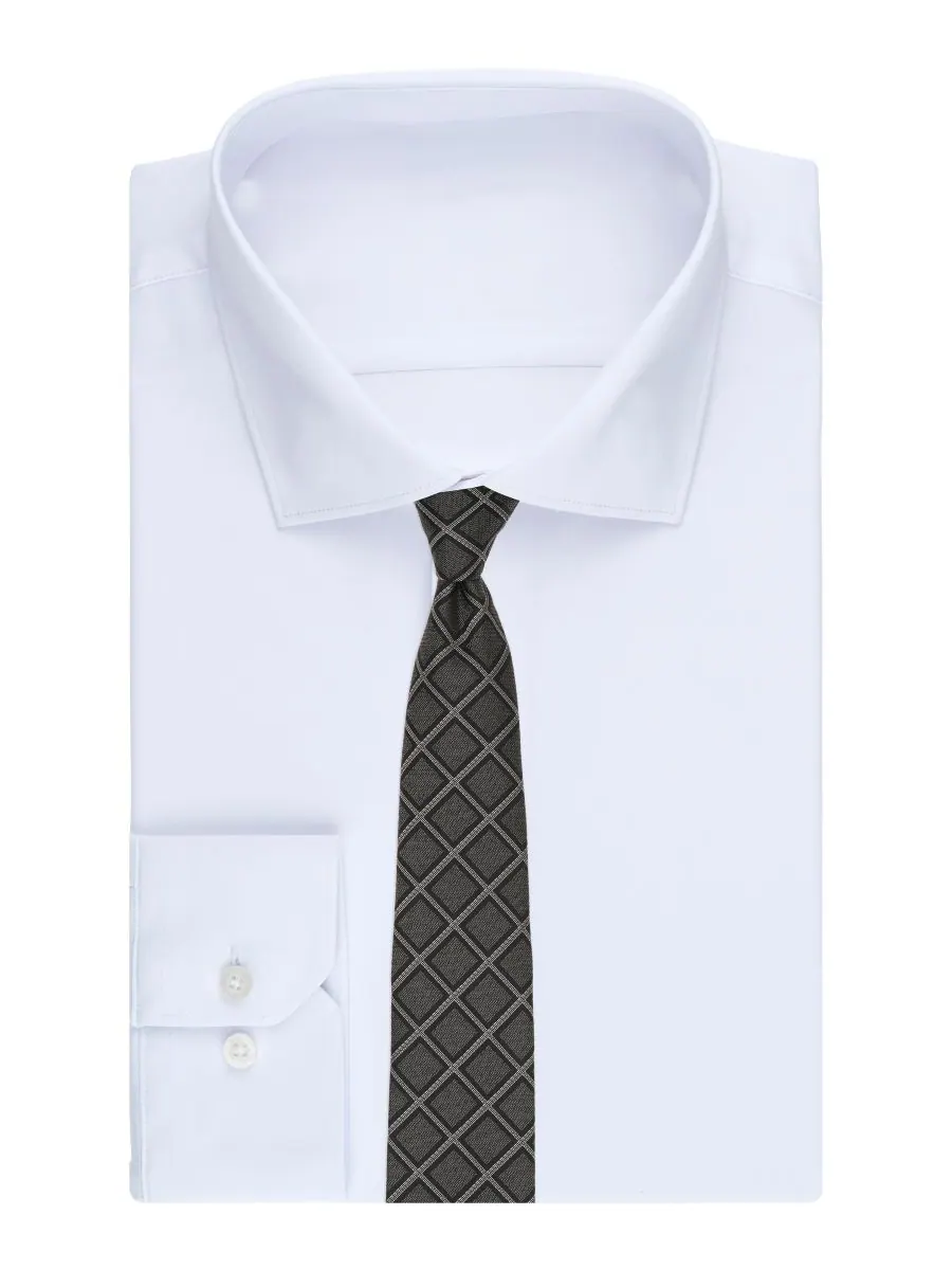 Мужской галстук Oakmont Grid Slim Tie Alfani — изображение 3 из 3, черный/серый