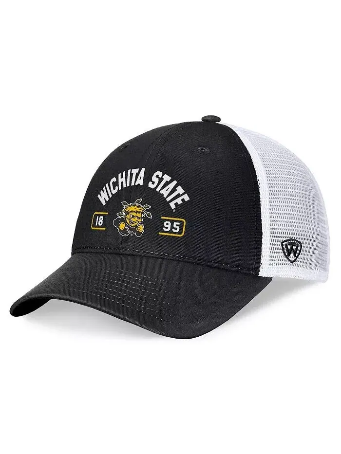 Мужские черно-белые шокеры Wichita State Регулируемая шляпа Free Kick Trucker Top Of The World — изображение 2 из 4