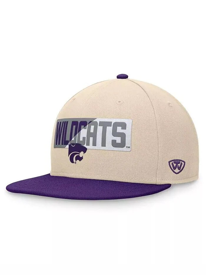 Мужская кепка цвета хаки Kansas State Wildcats Goalaso Snapback Top Of The World — изображение 1 из 4, хаки фиолетовый