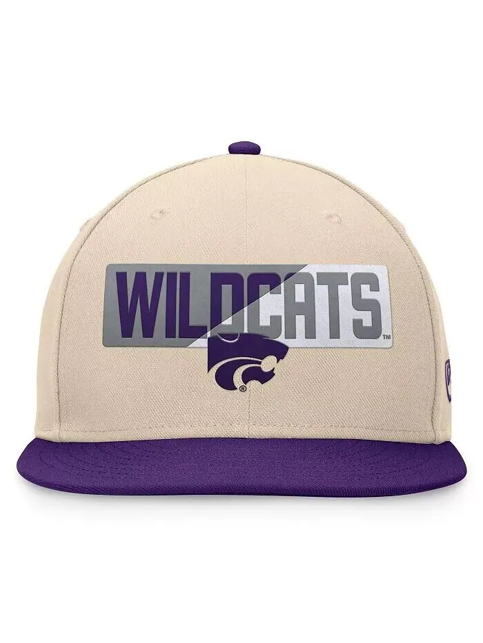 Мужская кепка цвета хаки Kansas State Wildcats Goalaso Snapback Top Of The World — изображение 4 из 4, хаки фиолетовый