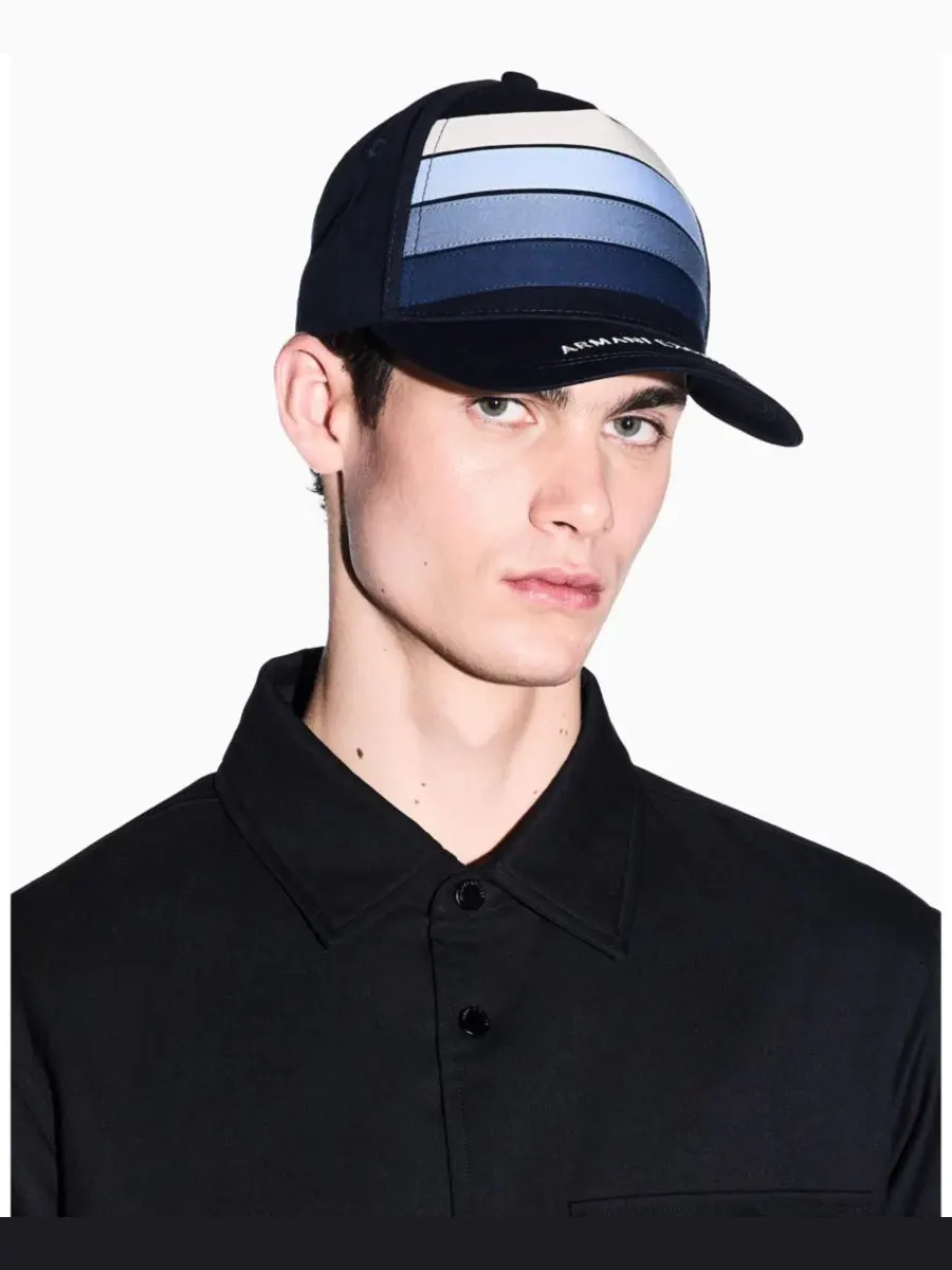 Мужская кепка с четырьмя полосками A|X Armani Exchange — изображение 3 из 3, глубокий темно-синий