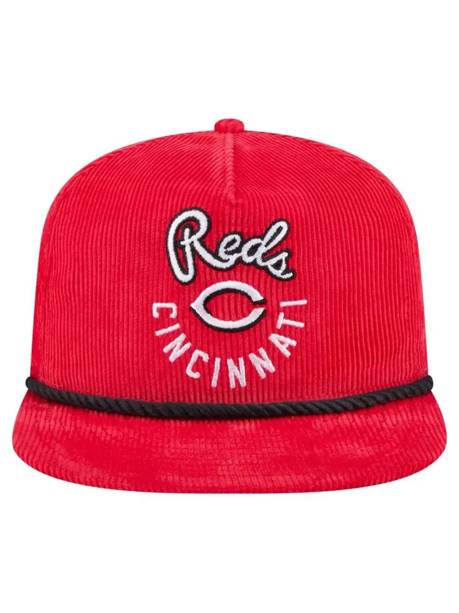 New Era Мужская красная вельветовая кепка для гольфа Cincinnati Reds Full Circle с регулируемым — изображение 4 из 4, красный