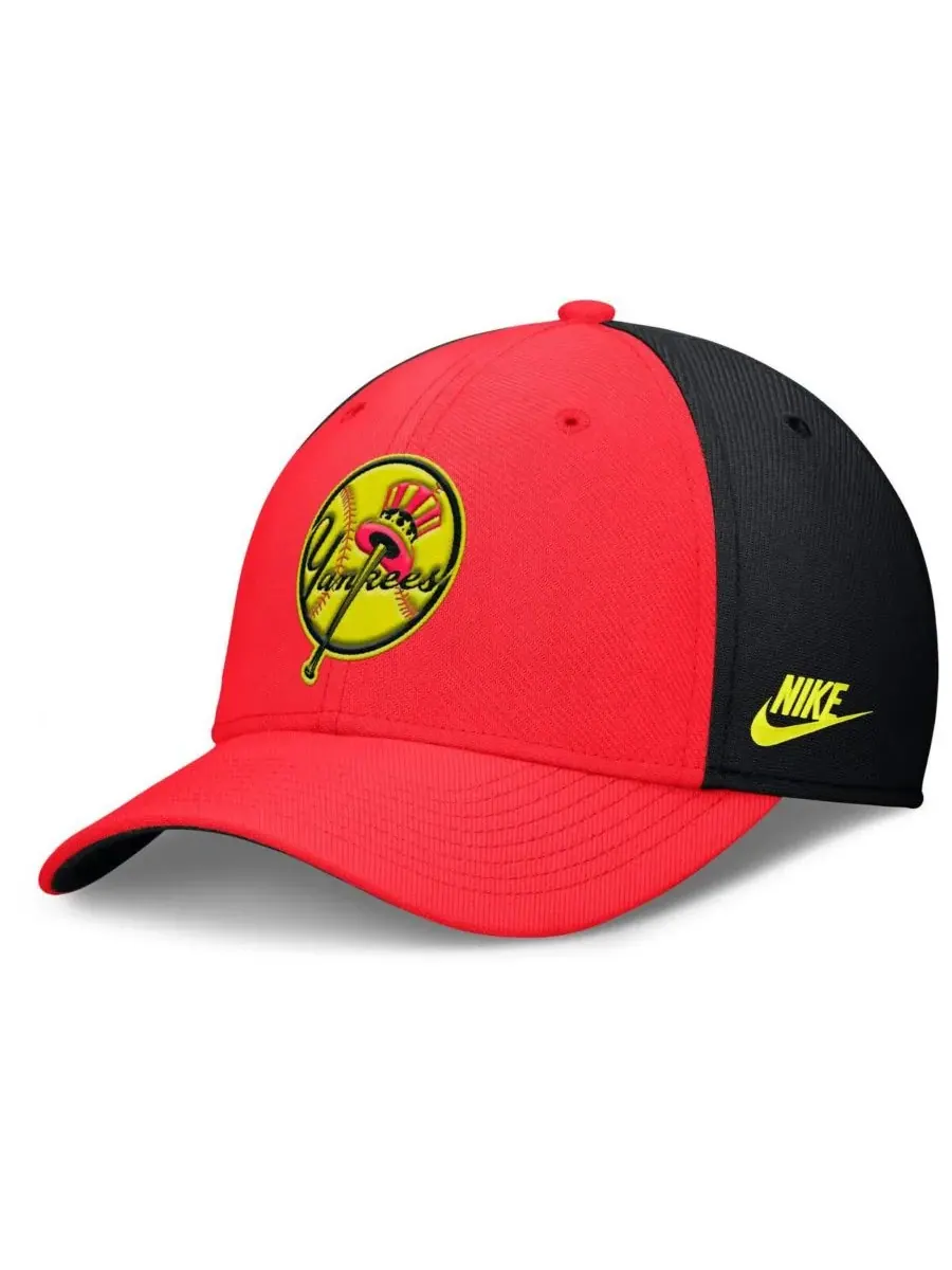 Nike Мужская кепка New York Yankees Neon 90s Rise Swoosh Flex — изображение 1 из 5, черный