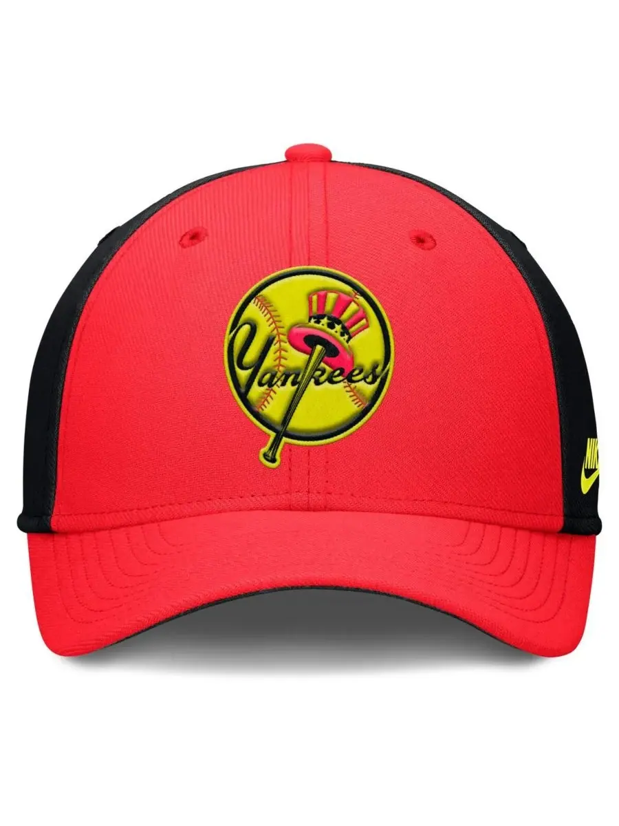 Nike Мужская кепка New York Yankees Neon 90s Rise Swoosh Flex — изображение 2 из 5, черный