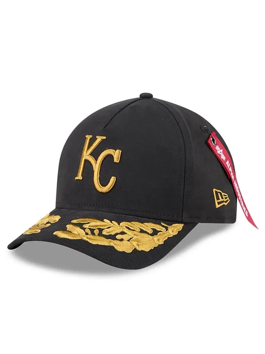 New Era Мужская черная регулируемая бейсболка Kansas City Royals A-Frame 9FORTY — изображение 1 из 4, черный