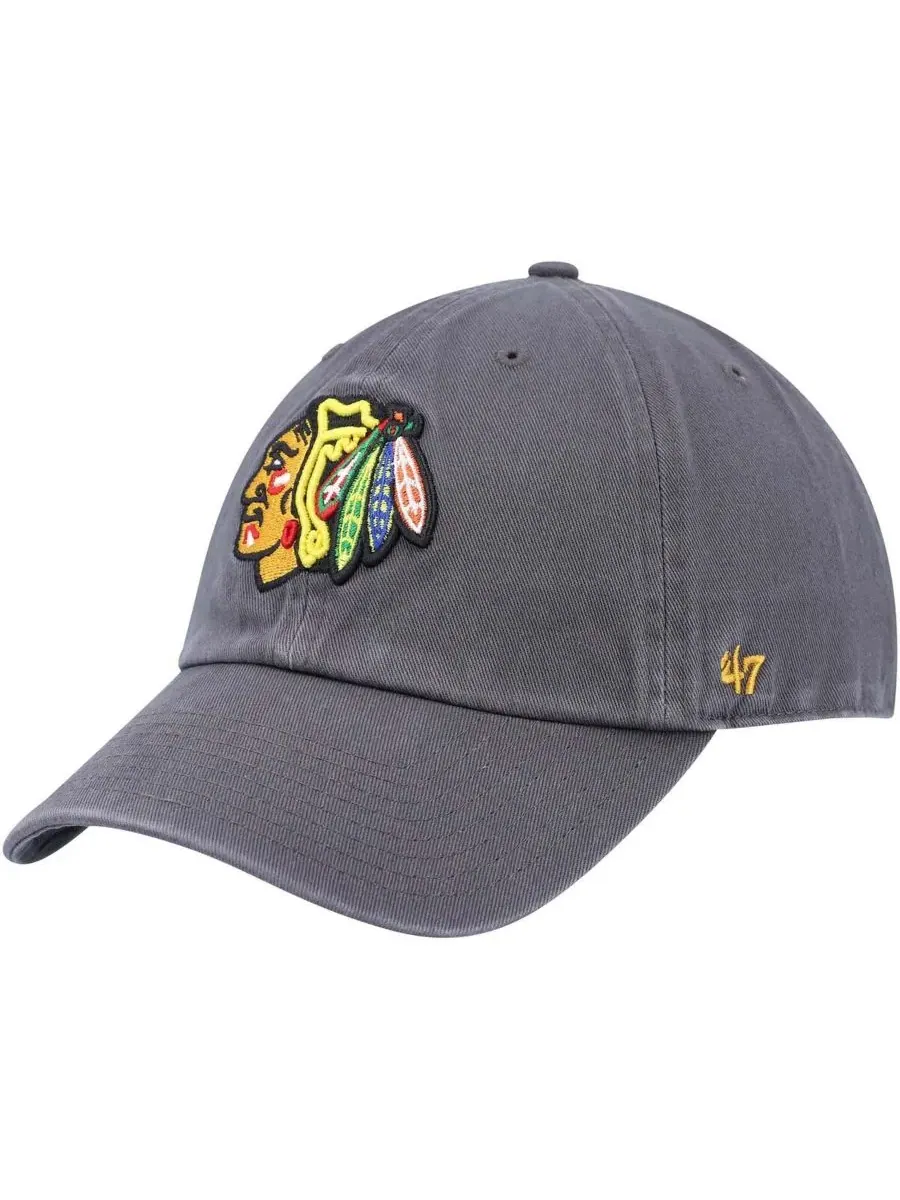 '47 Brand Мужская регулируемая бейсболка Chicago Blackhawks цвета хаки — изображение 1 из 4, темно-серый