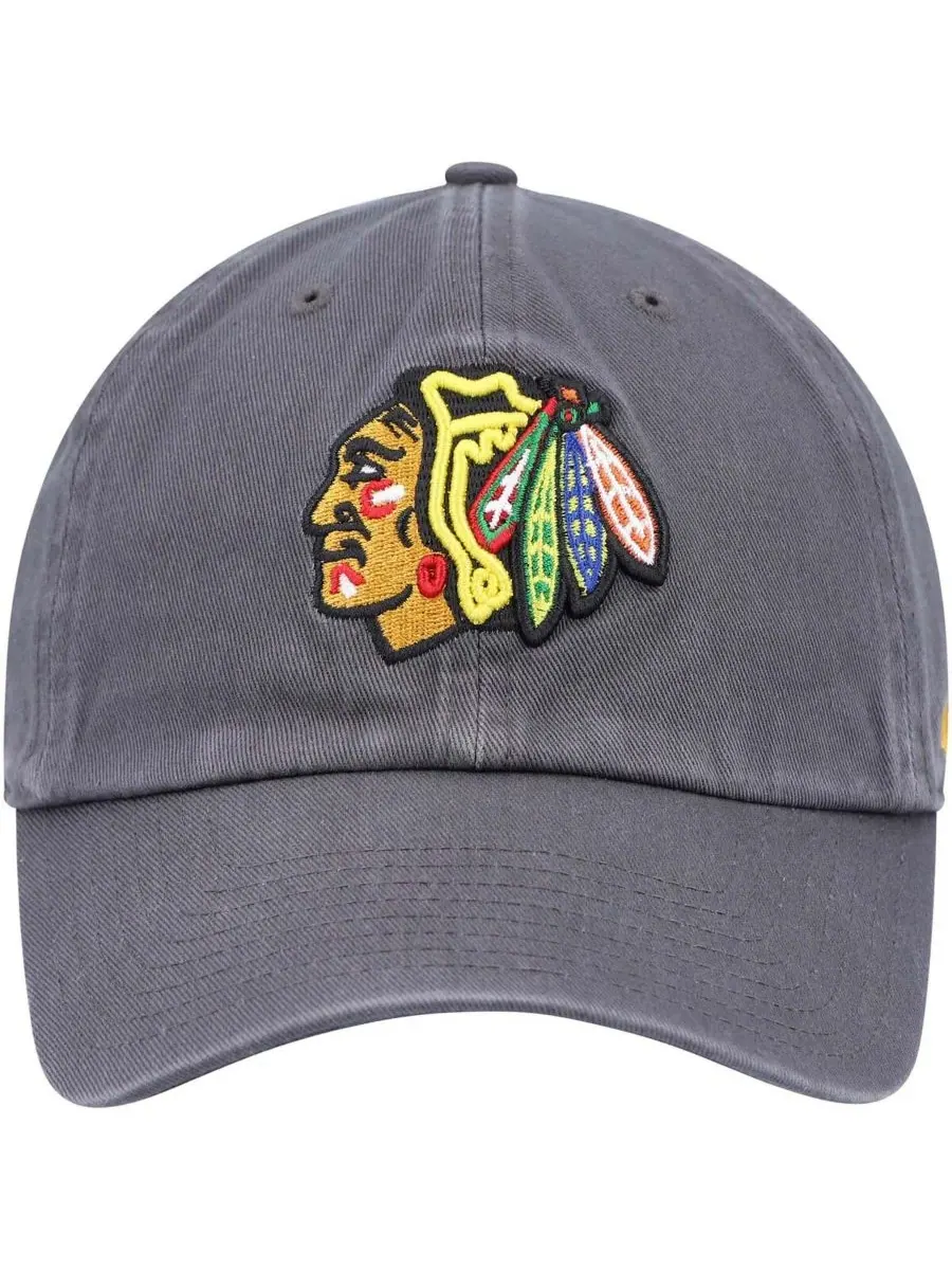 '47 Brand Мужская регулируемая бейсболка Chicago Blackhawks цвета хаки — изображение 2 из 4, темно-серый