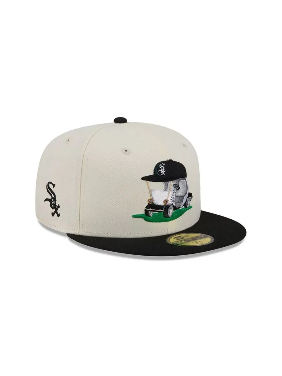 Бейсболка New Era с вышивкой, Chicago White Sox, Bullpen Cart 59FIFTY — изображение 1 из 5, кремовый черный