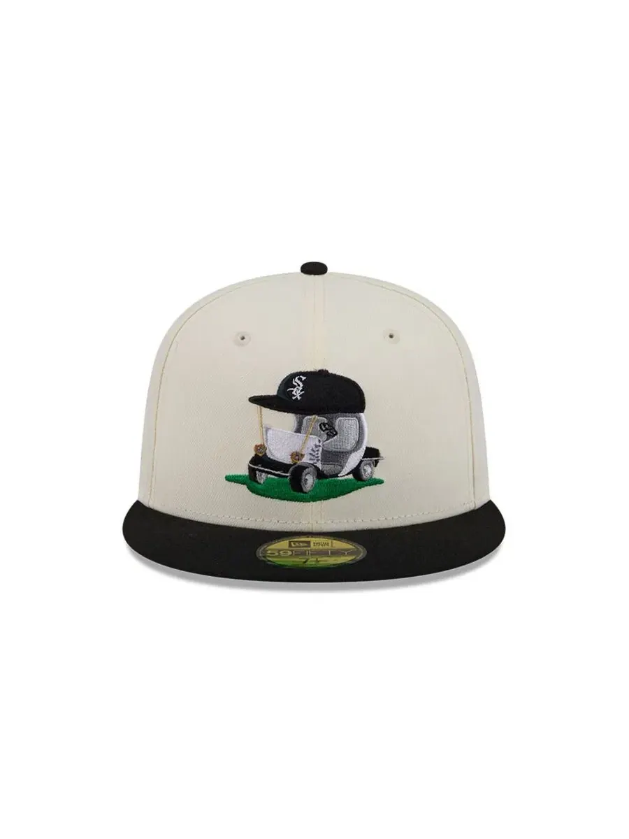 Бейсболка New Era с вышивкой, Chicago White Sox, Bullpen Cart 59FIFTY — изображение 2 из 5, кремовый черный