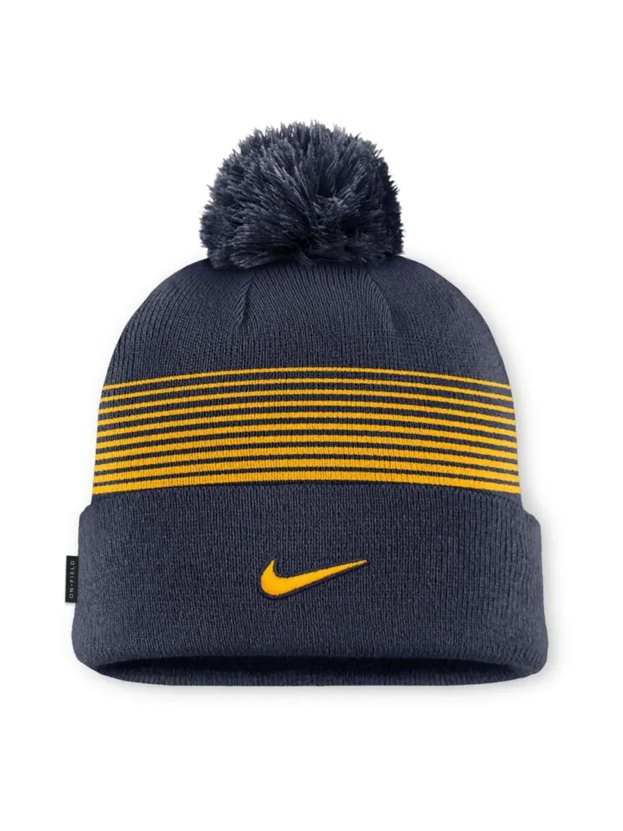 Шапка вязаная с помпоном West Virginia Mountaineers 2026 On-Field Cuffed Knit Nike — изображение 1 из 1
