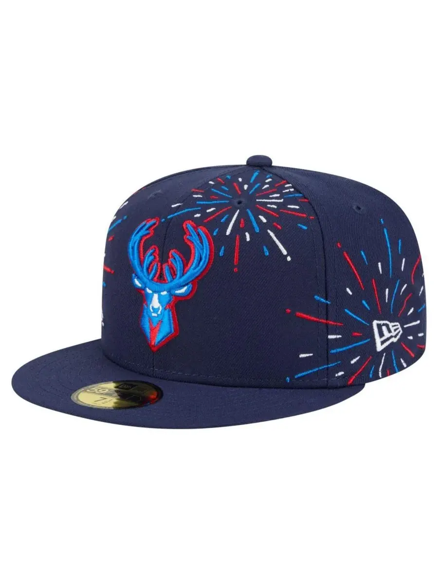 New Era Мужская темно-синяя бейсболка Milwaukee Bucks Americana Fireworks 59FIFTY — изображение 1 из 4, темно-синий