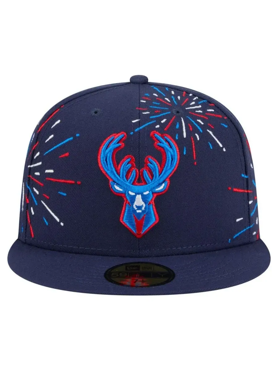 New Era Мужская темно-синяя бейсболка Milwaukee Bucks Americana Fireworks 59FIFTY — изображение 2 из 4, темно-синий