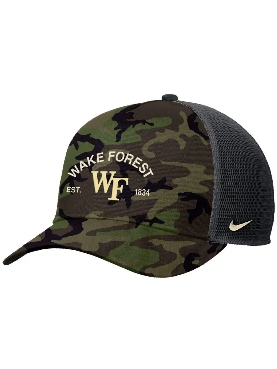 Nike Мужская камуфляжная кепка-тракер Wake Forest Demon Deacons 2025 в честь Дня военной службы — изображение 1 из 3