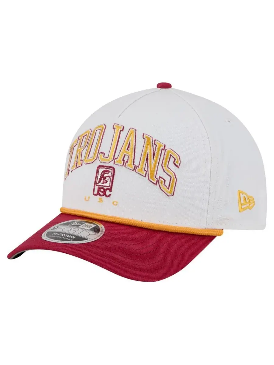 New Era Мужская кепка USC Trojans двухцветная с аркой и регулируемой высотой, белого/кардинального — изображение 1 из 4
