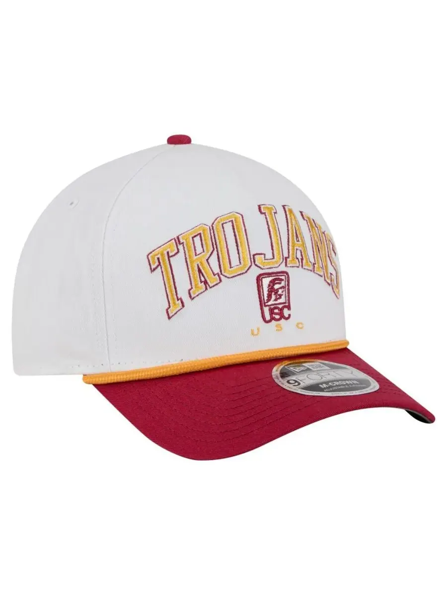 New Era Мужская кепка USC Trojans двухцветная с аркой и регулируемой высотой, белого/кардинального — изображение 2 из 4