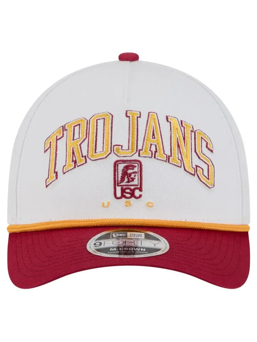 New Era Мужская кепка USC Trojans двухцветная с аркой и регулируемой высотой, белого/кардинального — изображение 4 из 4