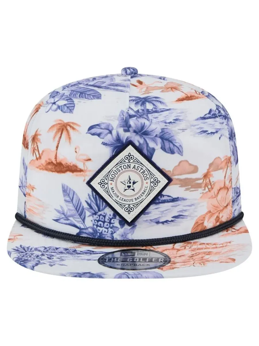 New Era Мужская белая кепка-бейсболка с принтом Houston Astros Island Golfer Snapback — изображение 2 из 5, белый