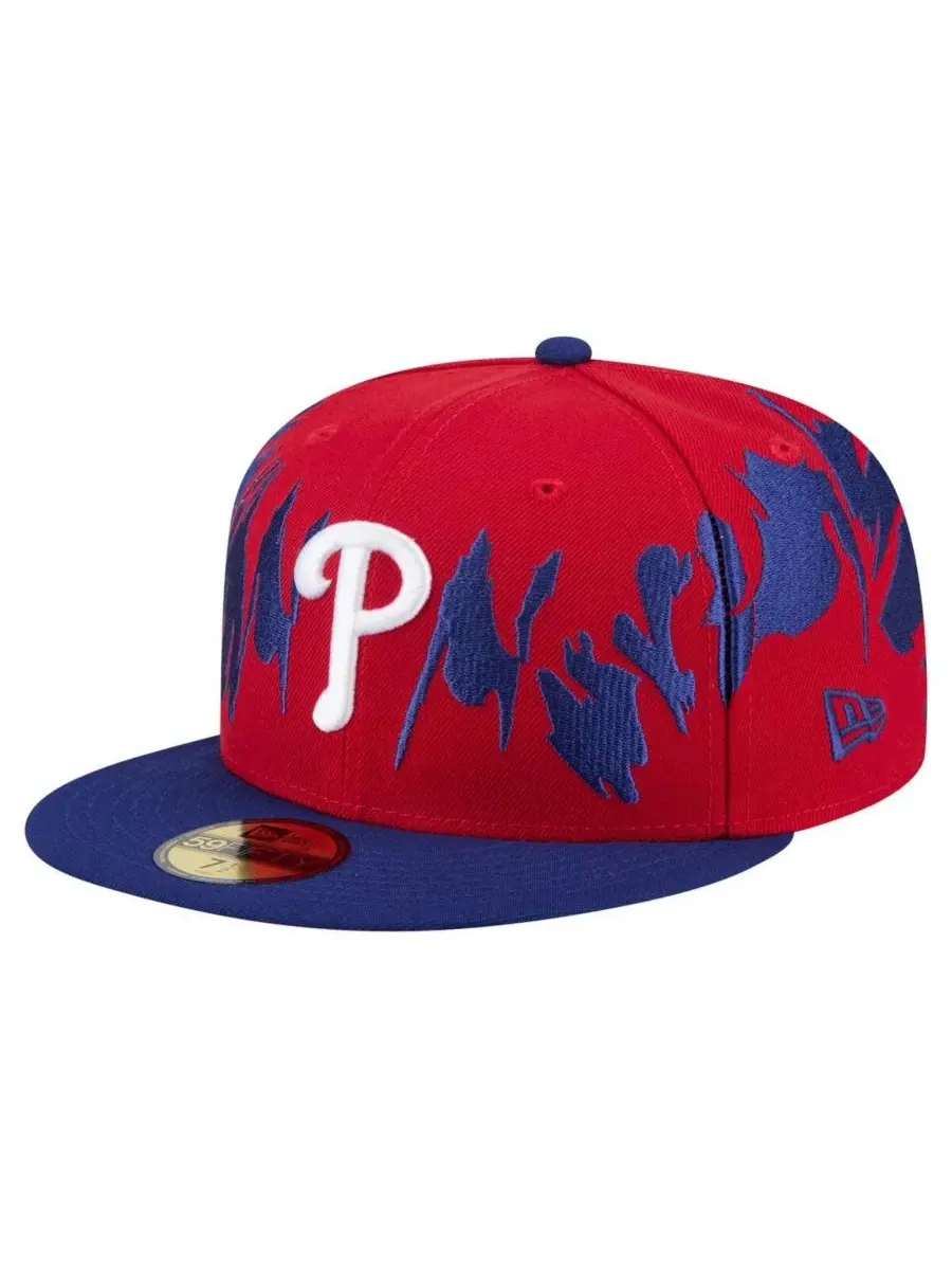 New Era Мужская бейсболка 59FIFTY в стиле ретро с красно-синим цветом и логотипом команды — изображение 1 из 5, красный