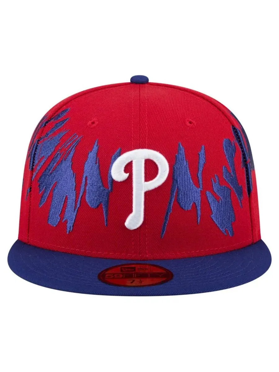 New Era Мужская бейсболка 59FIFTY в стиле ретро с красно-синим цветом и логотипом команды — изображение 2 из 5, красный