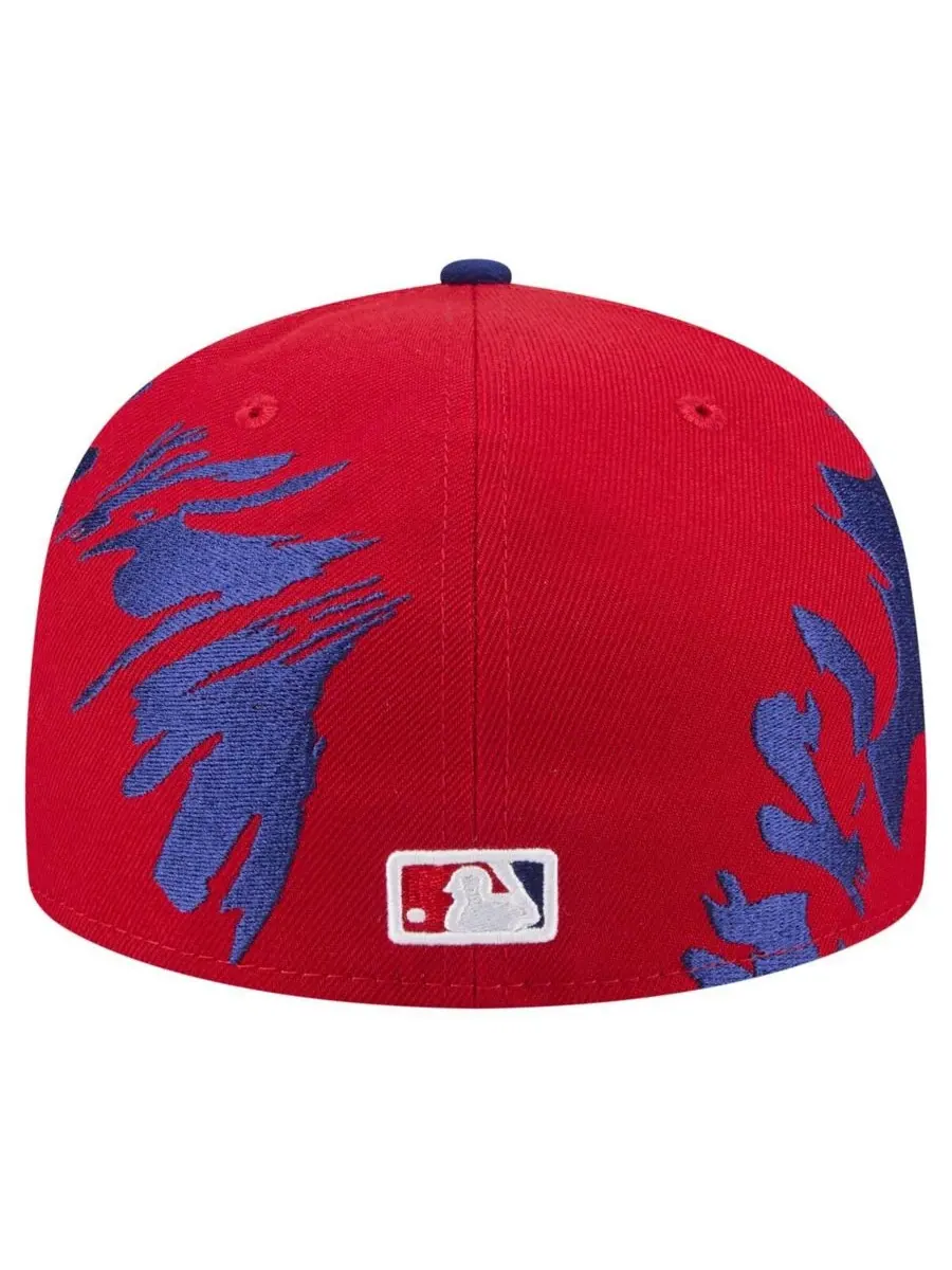 New Era Мужская бейсболка 59FIFTY в стиле ретро с красно-синим цветом и логотипом команды — изображение 4 из 5, красный