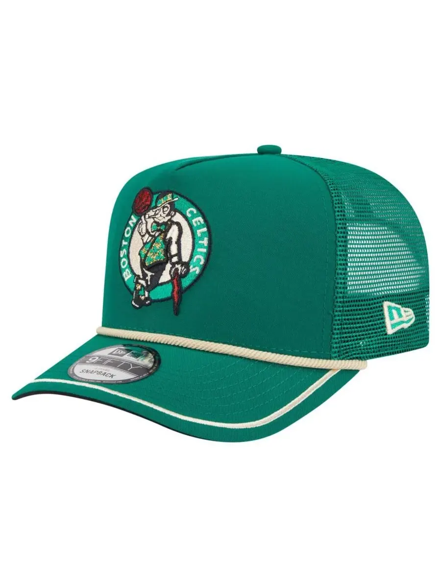 New Era Мужская бейсболка Boston Celtics Vintage Team Rope A-Frame 9FIFTY Snapback ярко-зеленого — изображение 1 из 4