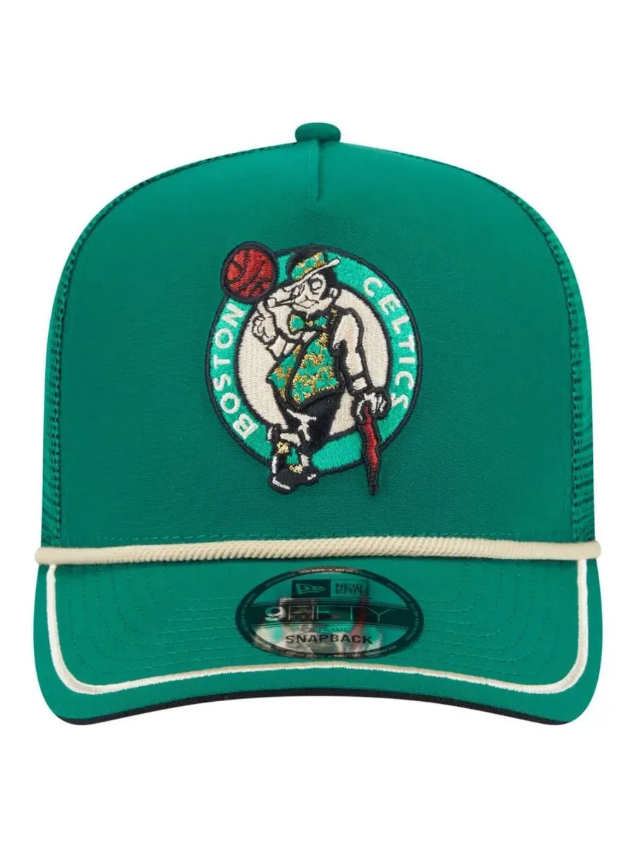 New Era Мужская бейсболка Boston Celtics Vintage Team Rope A-Frame 9FIFTY Snapback ярко-зеленого — изображение 2 из 4