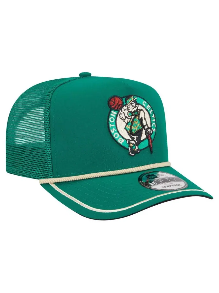 New Era Мужская бейсболка Boston Celtics Vintage Team Rope A-Frame 9FIFTY Snapback ярко-зеленого — изображение 3 из 4
