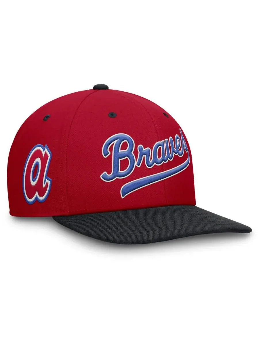 Nike Мужская красно-синяя бейсболка Atlanta Braves Cooperstown Collection Pro Performance Snapback — изображение 1 из 4