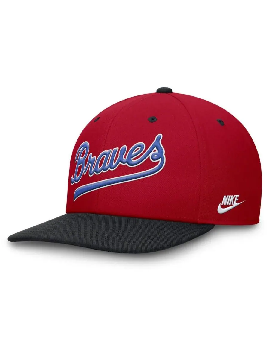 Nike Мужская красно-синяя бейсболка Atlanta Braves Cooperstown Collection Pro Performance Snapback — изображение 3 из 4