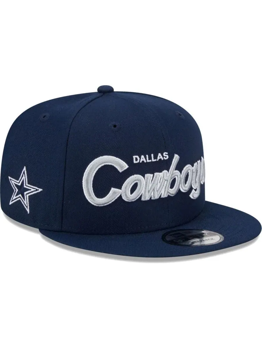New Era Мужская темно-синяя бейсболка Dallas Cowboys Main Script 9FIFTY с застежкой-регулятором — изображение 1 из 4