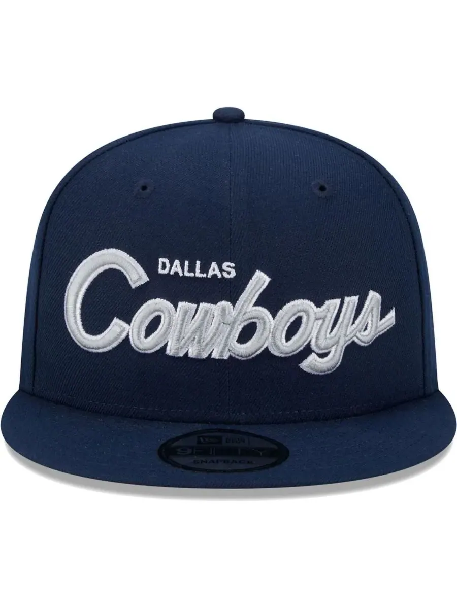 New Era Мужская темно-синяя бейсболка Dallas Cowboys Main Script 9FIFTY с застежкой-регулятором — изображение 3 из 4