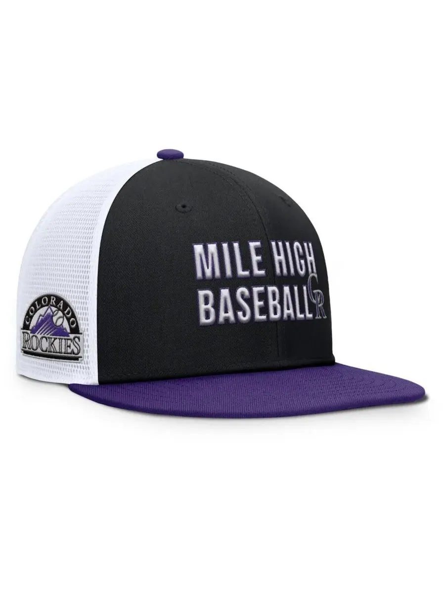 Nike Мужская черная/фиолетовая бейсболка Colorado Rockies Pro Trucker Snapback — изображение 1 из 4, черный фиолетовый