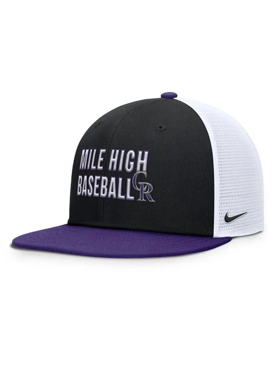 Nike Мужская черная/фиолетовая бейсболка Colorado Rockies Pro Trucker Snapback — изображение 2 из 4, черный фиолетовый