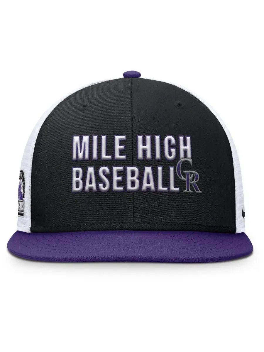 Nike Мужская черная/фиолетовая бейсболка Colorado Rockies Pro Trucker Snapback — изображение 3 из 4, черный фиолетовый