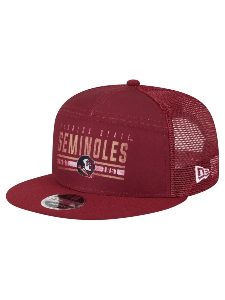Мужская кепка-тракер Garnet Florida State Seminoles Split Panel 9FIFTY Snapback New Era — изображение 1 из 4, гранат