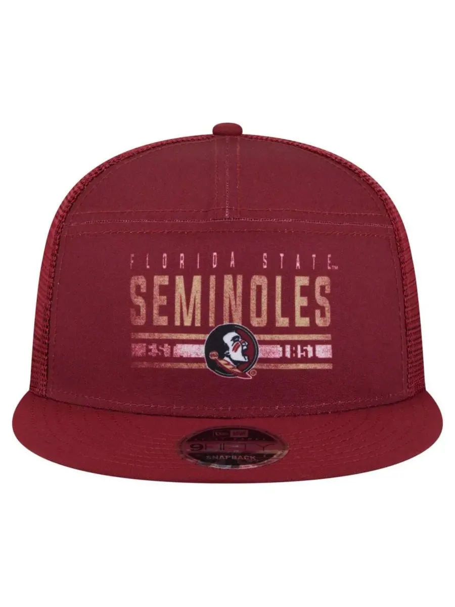 Мужская кепка-тракер Garnet Florida State Seminoles Split Panel 9FIFTY Snapback New Era — изображение 2 из 4, гранат