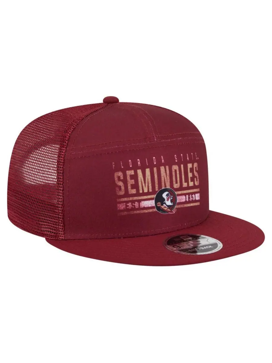 Мужская кепка-тракер Garnet Florida State Seminoles Split Panel 9FIFTY Snapback New Era — изображение 3 из 4, гранат