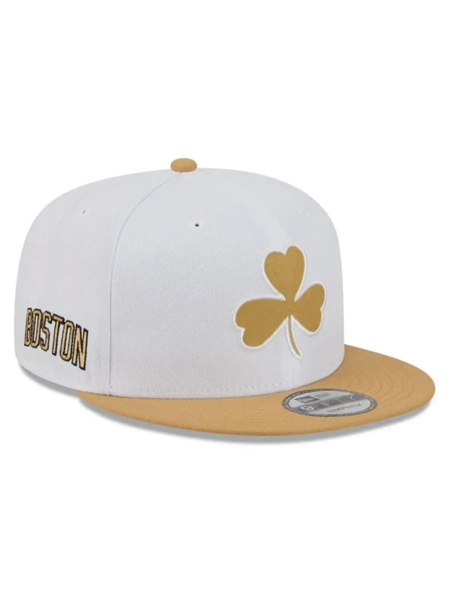Мужская бело-золотая кепка Boston Celtics 2025/26 City Edition 9FIFTY Snapback New Era — изображение 1 из 5, белый золотистый