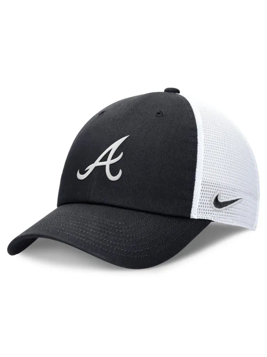 Бейсболка-тракер с вышитым логотипом Atlanta Braves Nike — изображение 1 из 4, темно-синий белый