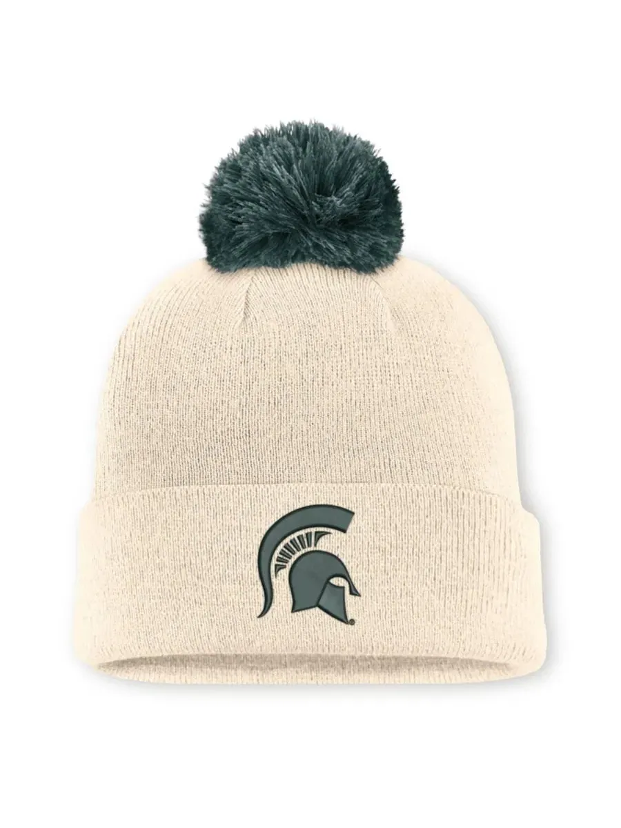Шапка с помпоном Michigan State Spartans Campus Prep Script Nike — изображение 1 из 2, натуральный зеленый