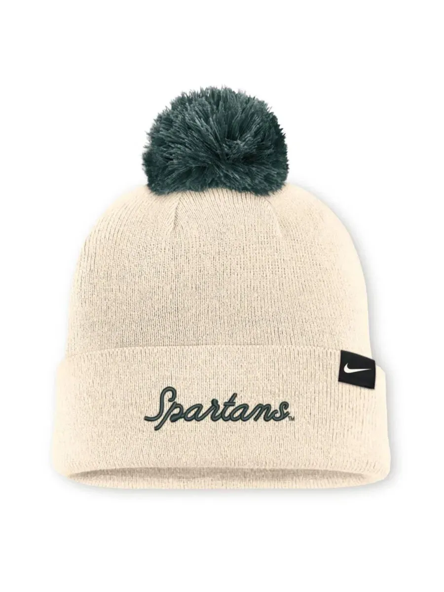 Шапка с помпоном Michigan State Spartans Campus Prep Script Nike — изображение 2 из 2, натуральный зеленый