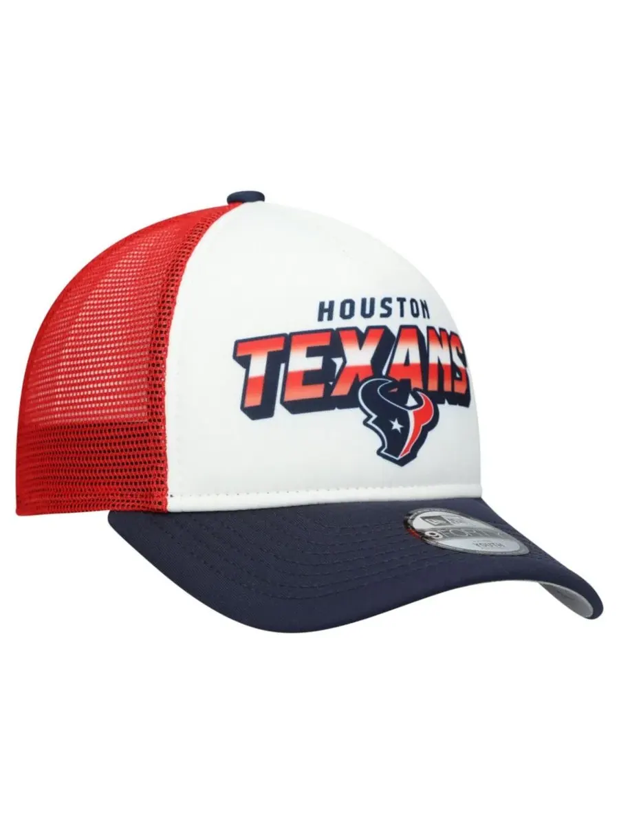 Кепка с принтом Houston Texans Streak 9FORTY A-Frame New Era — изображение 3 из 4, белый темно-синий