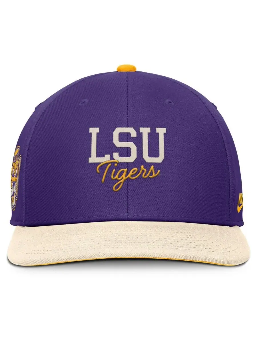 Nike Мужская фиолетово-кремовая кепка-снепбек LSU Tigers Pro Legacy Script — изображение 2 из 4, фиолетовый кремовый