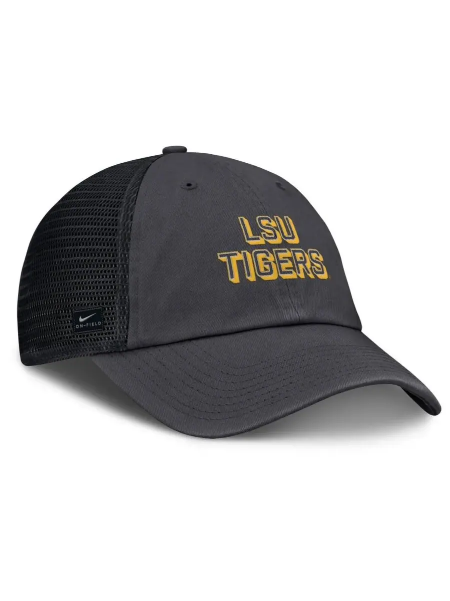 Nike Мужская регулируемая бейсболка LSU Tigers 2025 Gameday On-Field Club цвета антрацит — изображение 3 из 4, серый