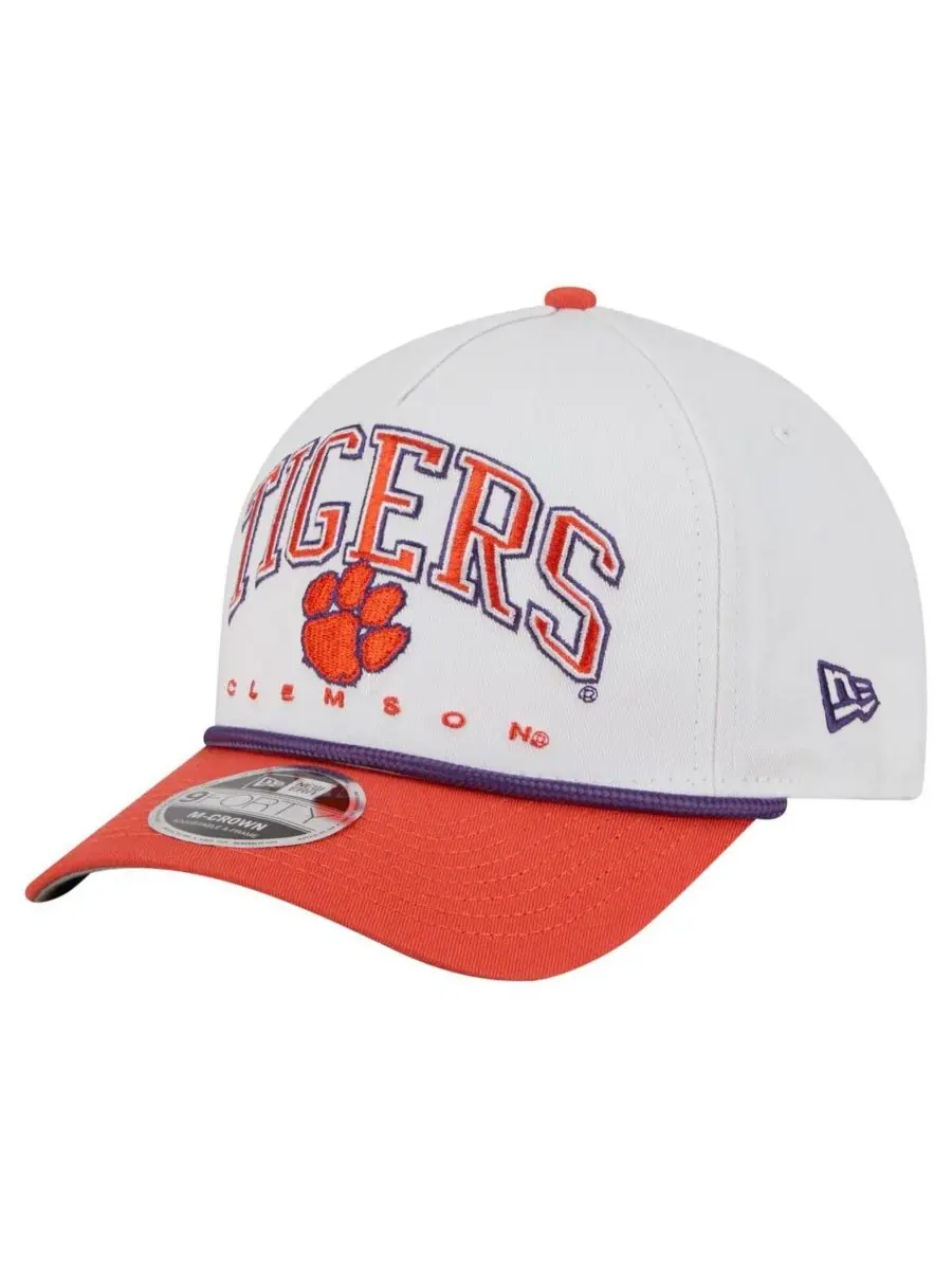 New Era Мужская бело-оранжевая кепка Clemson Tigers с двухцветной веревочной отделкой и — изображение 1 из 5, белый оранжевый