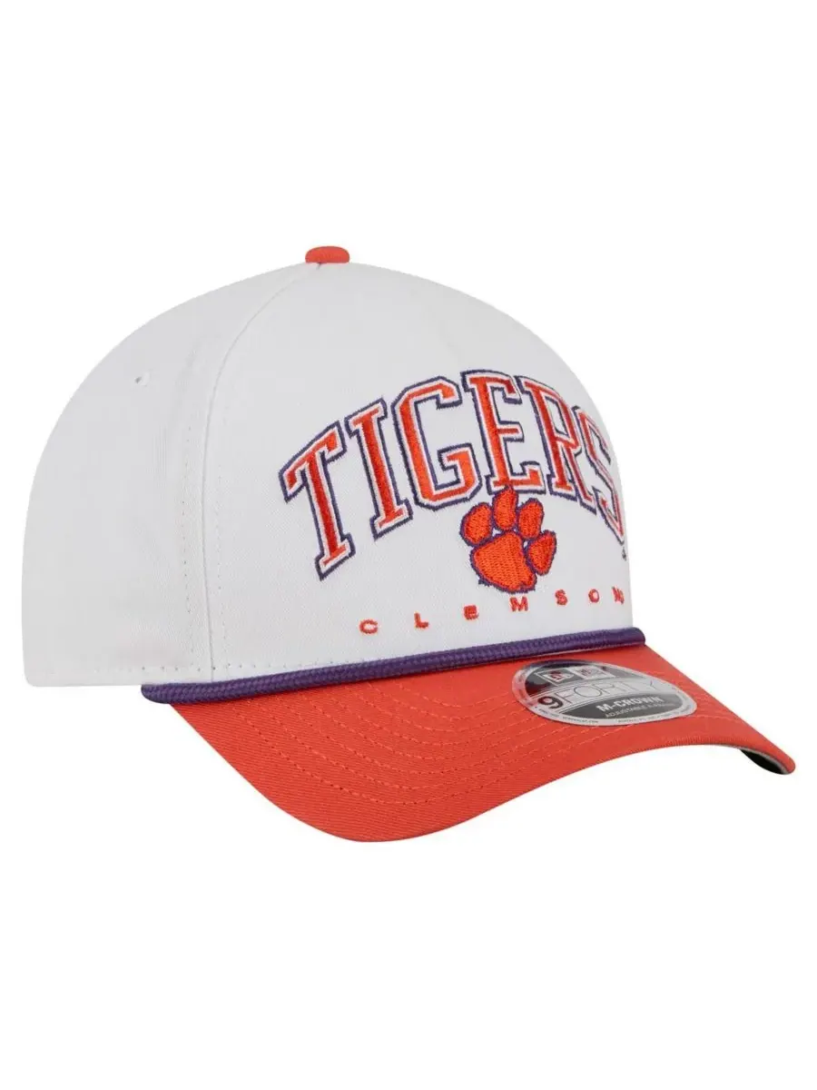 New Era Мужская бело-оранжевая кепка Clemson Tigers с двухцветной веревочной отделкой и — изображение 4 из 5, белый оранжевый
