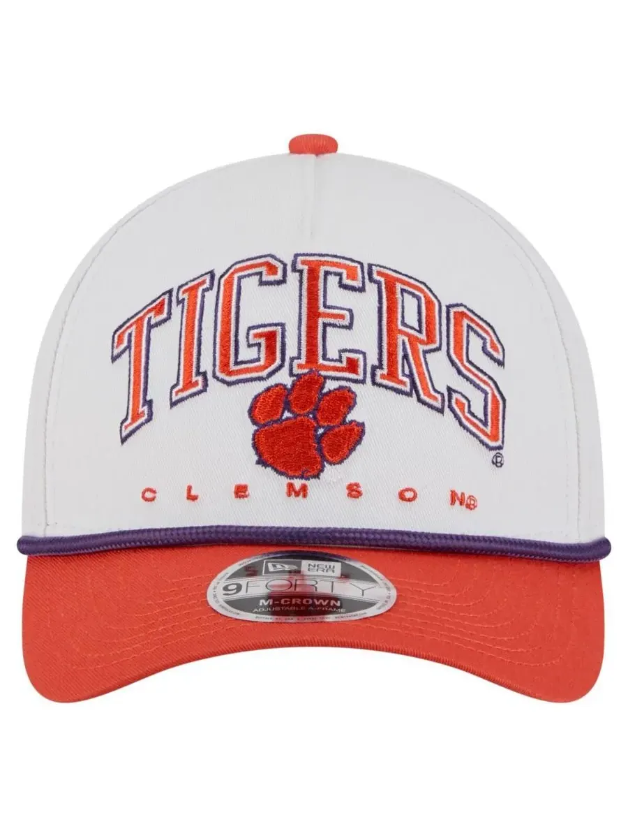 New Era Мужская бело-оранжевая кепка Clemson Tigers с двухцветной веревочной отделкой и — изображение 5 из 5, белый оранжевый
