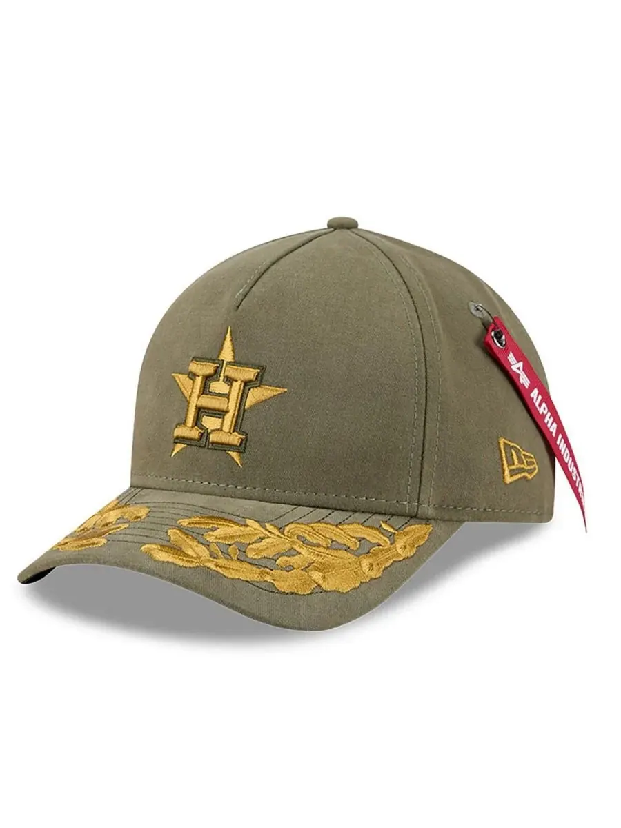 New Era Мужская кепка Houston Astros A-Frame 9FORTY с регулируемым размером — изображение 1 из 4, оливковый