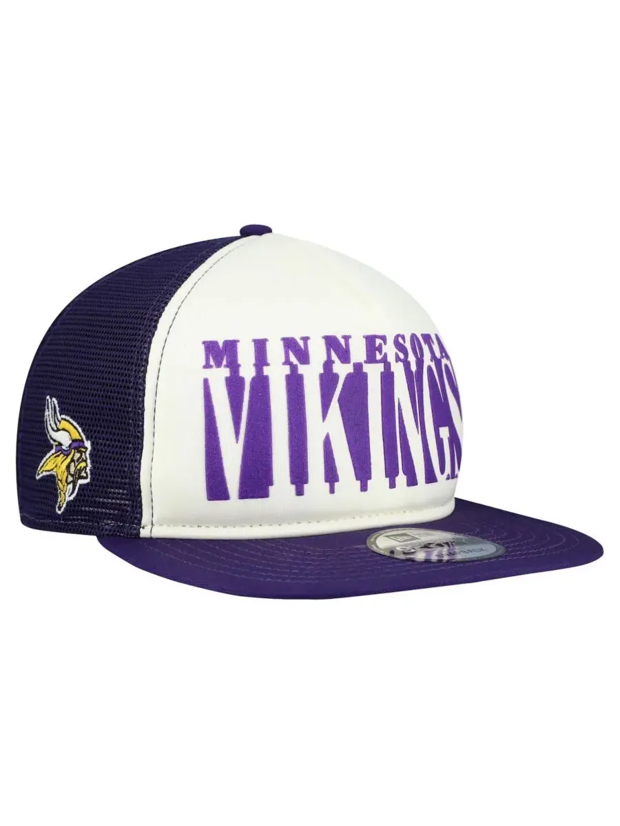 New Era Мужская кремово-фиолетовая кепка Minnesota Vikings Cutout A-Frame 9FIFTY Snapback — изображение 1 из 4